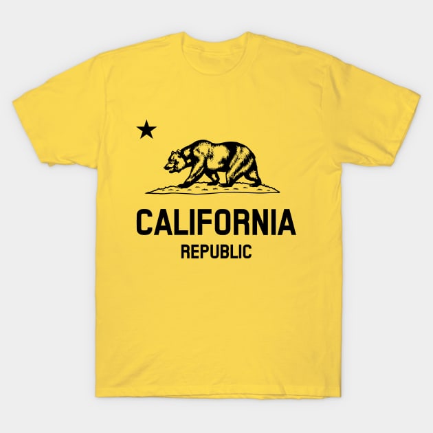 California Republic 'bear flag revolt' - black print T-Shirt by retropetrol